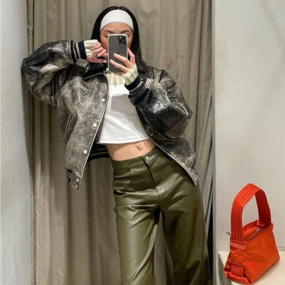 NWT ZARA BLOGGERS FAVORITE OLIVE PANTS 🍸 - Picture 2 of 6